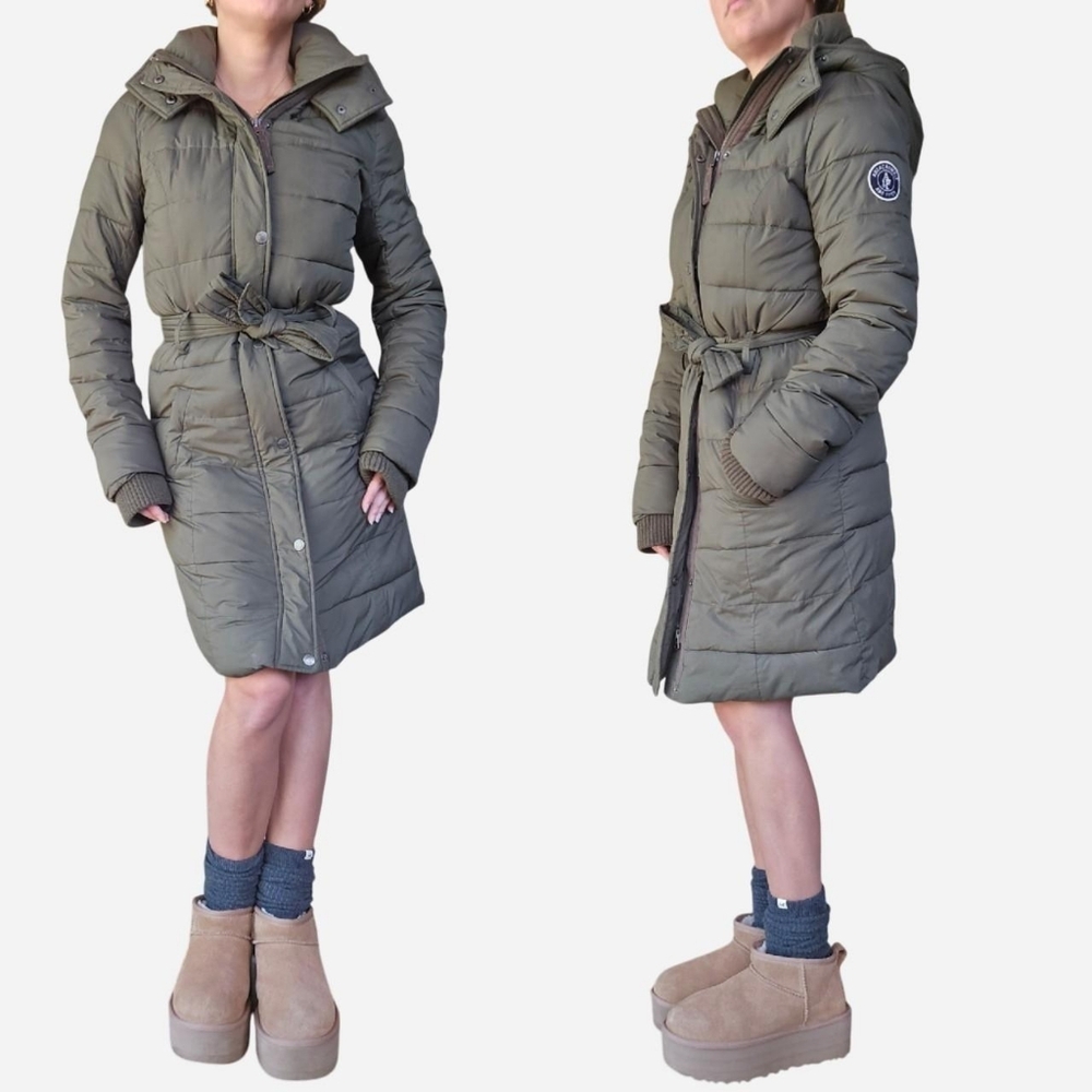 Vintage Y2K Abercrombie & Fitch Puffer Jacket Long Winter Coat Parka  Green S